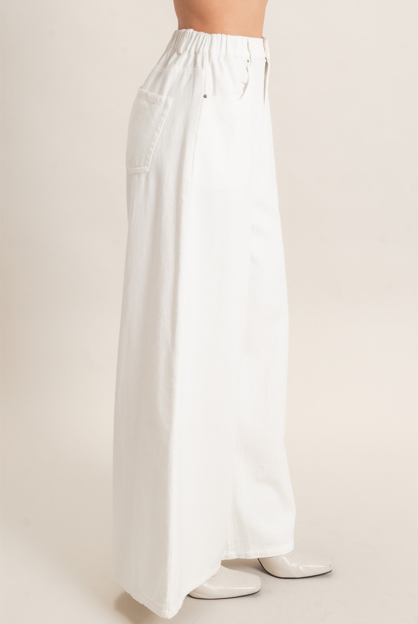 Wholesale Wide-Leg High-Rise Pants Pants HF26F222-D WHITE HYFVE