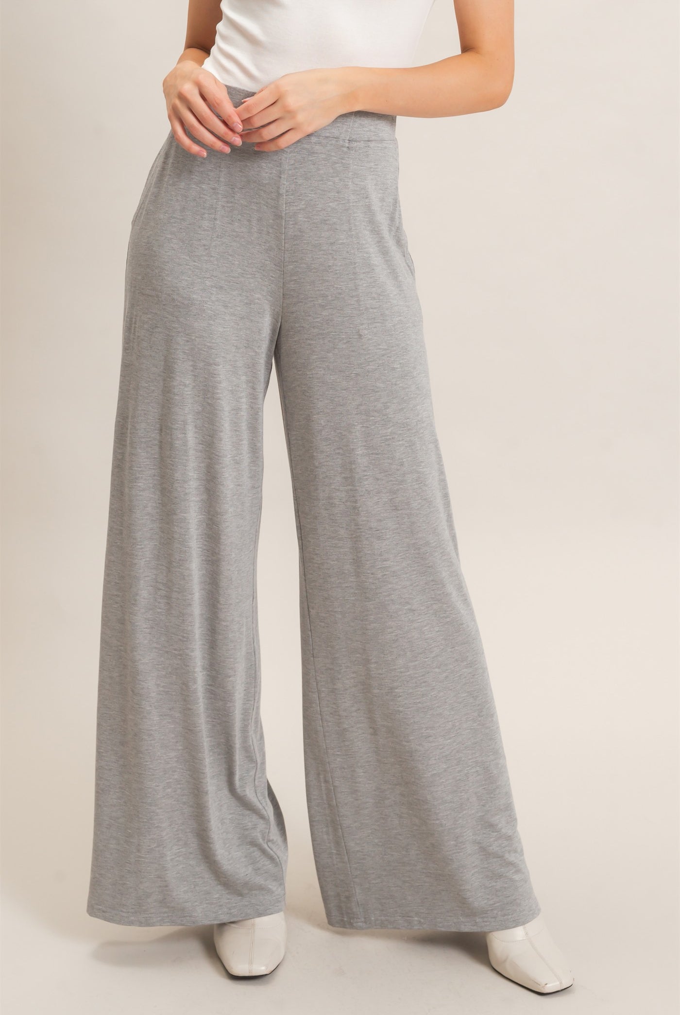 Wholesale Wide-Leg Elastic Waist Pants Pants HF26F299-D H.GRAY HYFVE