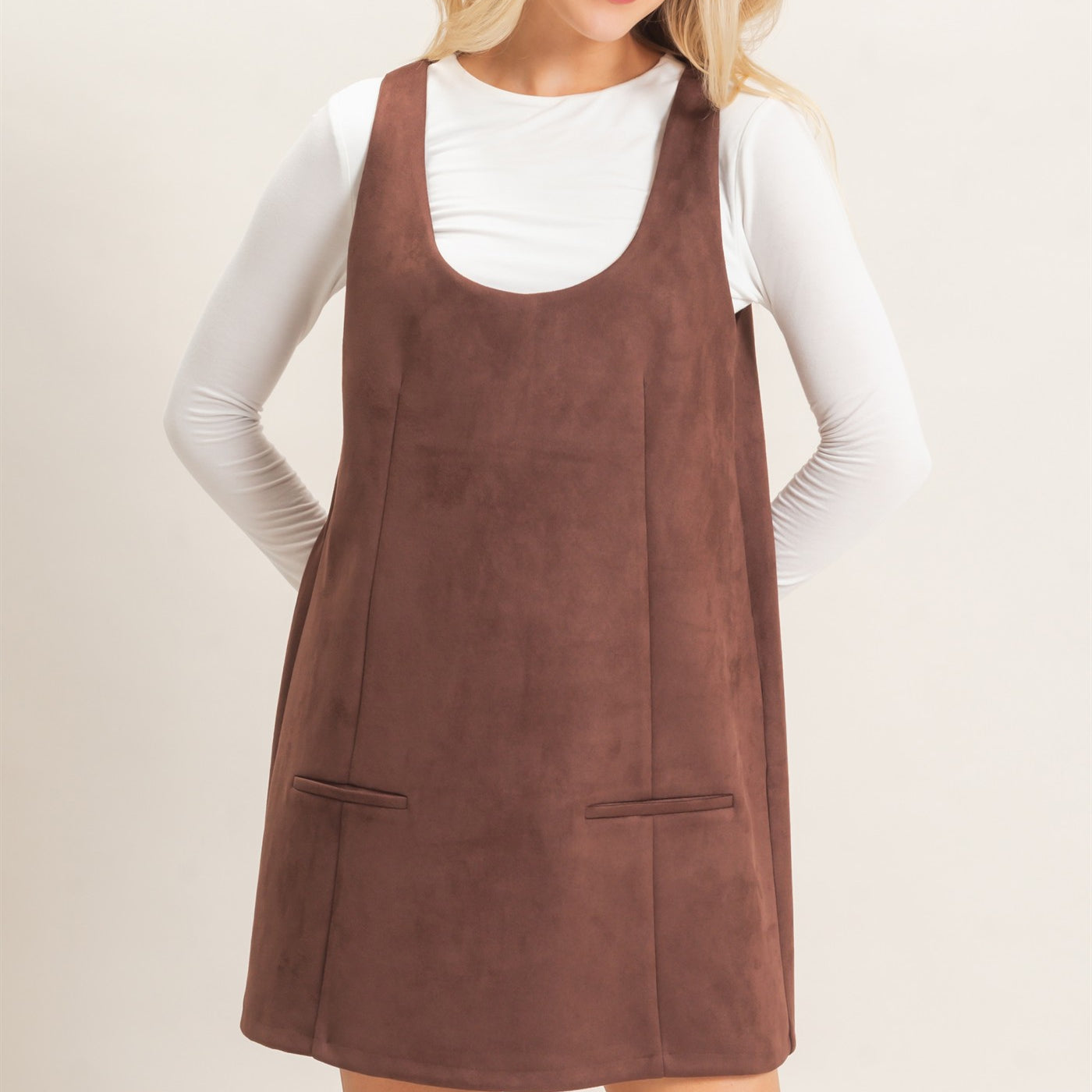 Wholesale Sleeveless Suede Mini Dress Dresses HF26F219 CHESTNUT HYFVE