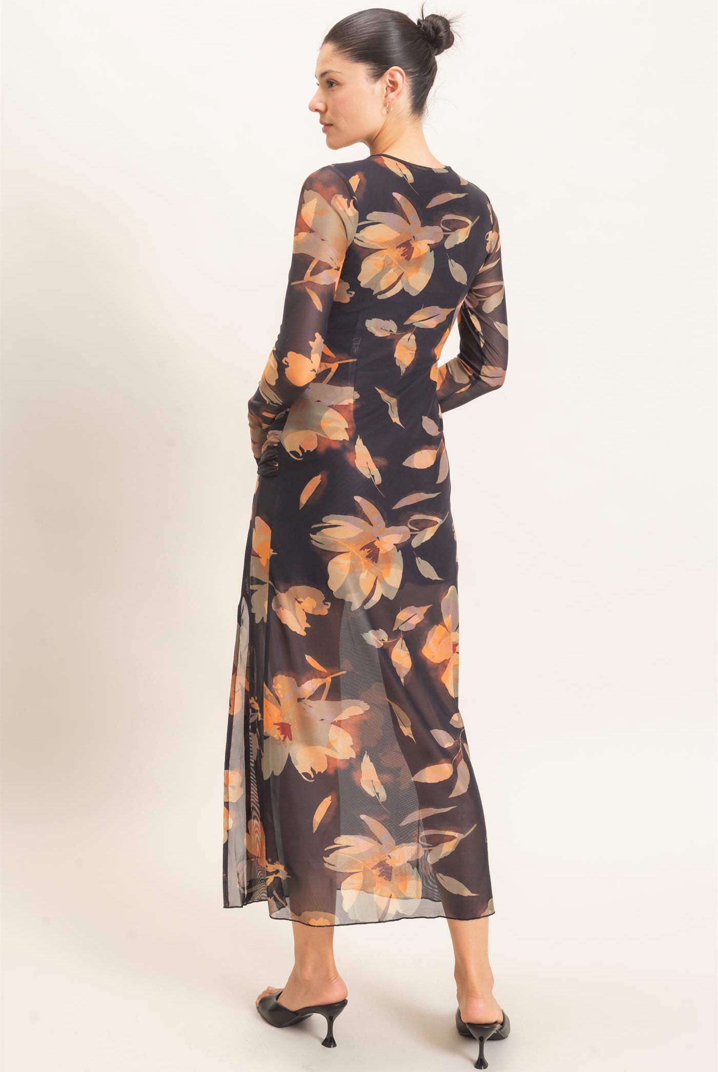 Wholesale Floral Mesh Knit Dress Dresses HF26E307 BLACK HYFVE