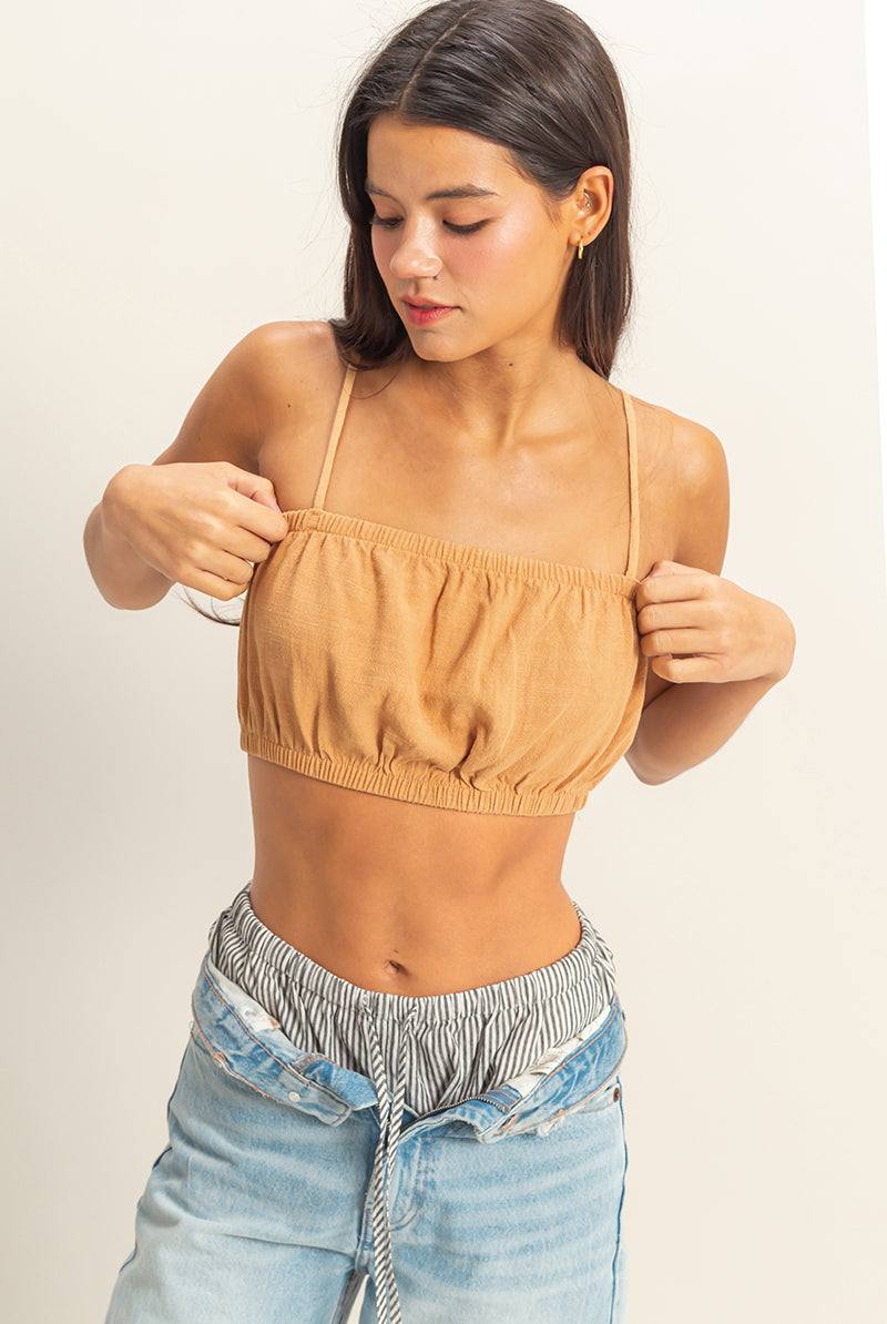 Wholesale Cami Bandeau Crop Top Clothing Tops DZ22C556 PEANUT BUTTER DOUBLE ZERO