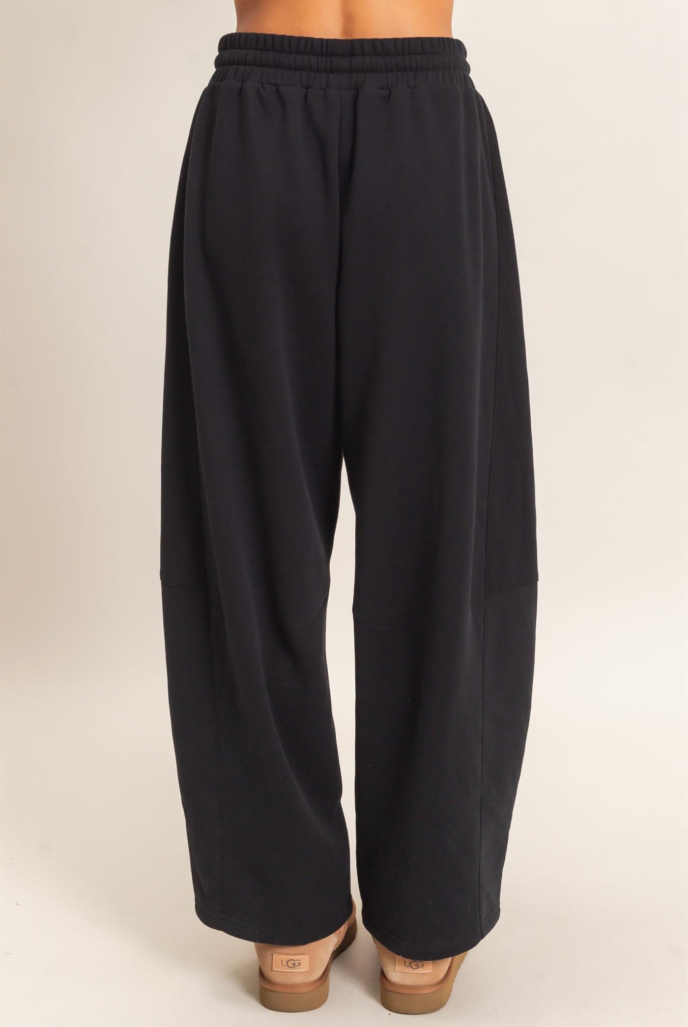 Wholesale Drawstring Waist Barrel Sweatpants Pants DZ26E290 BLACK DOUBLE ZERO