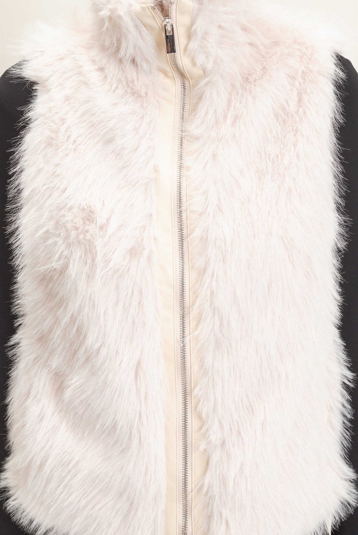 Wholesale Faux Fur Zip-Up Outerwear Vest Vests HF26E532 CREAM HYFVE