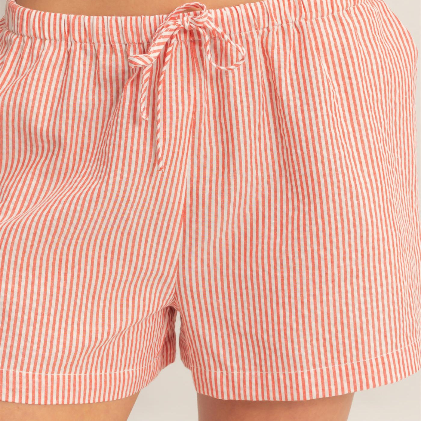 Wholesale Striped Drawstring Waist Shorts Shorts DZ26A747 RED DOUBLE ZERO