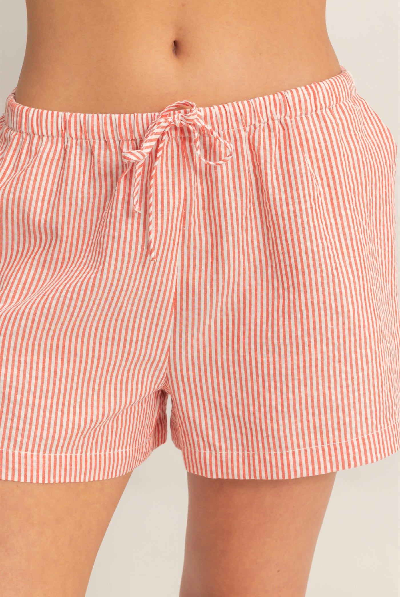 Wholesale Striped Drawstring Waist Shorts Shorts DZ26A747 RED DOUBLE ZERO