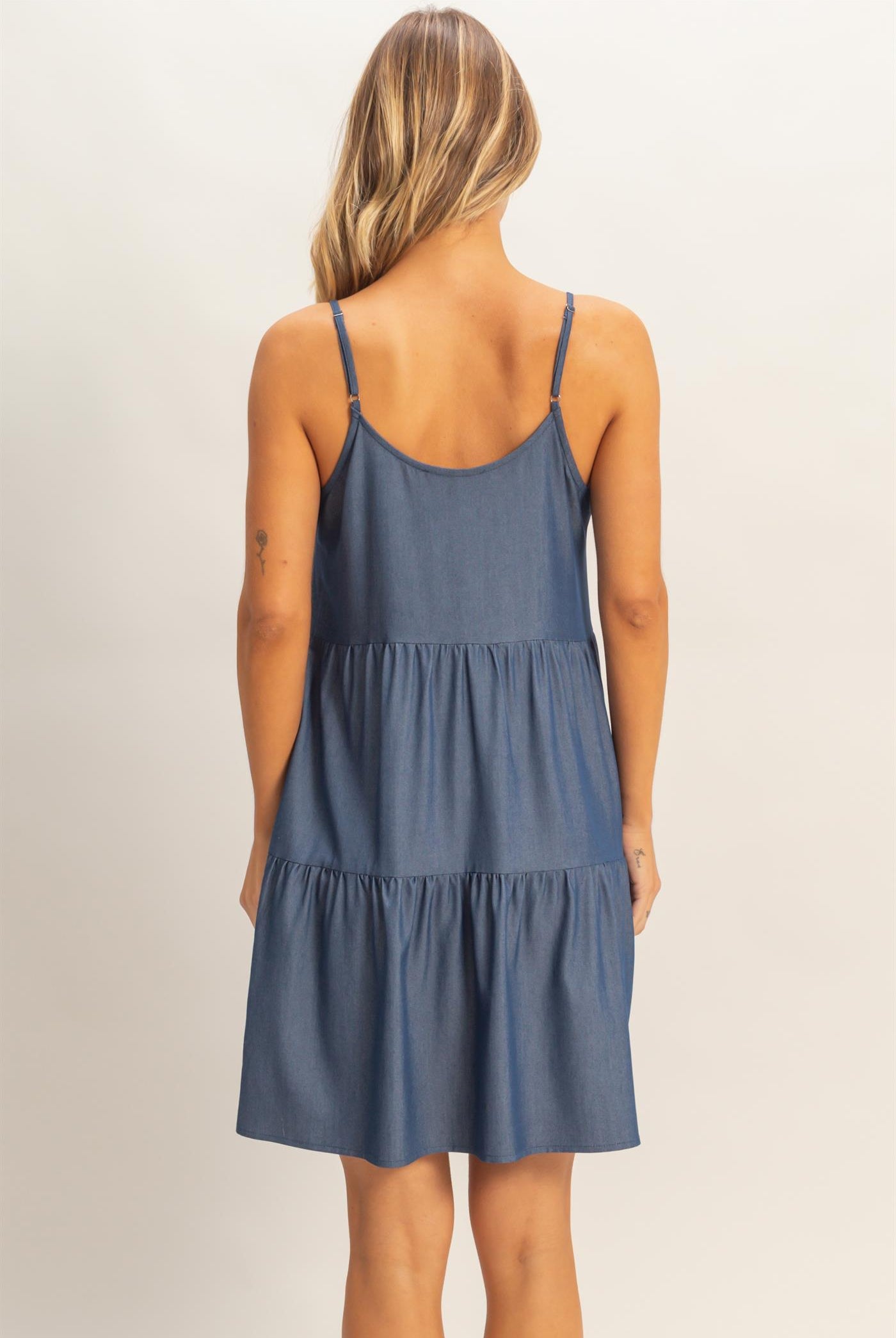 Wholesale Tiered Spaghetti Strap Dress Dresses HF26E426-D D.DENIM HYFVE