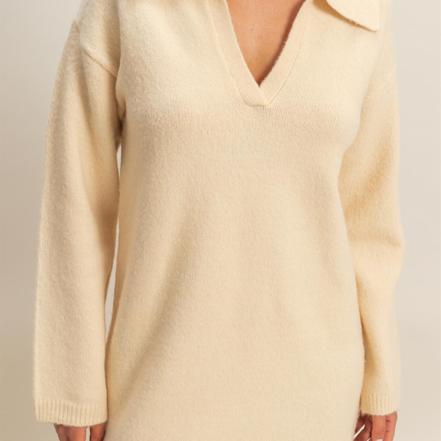 Wholesale Sophisticated Polo Long Sleeve Sweater Dress Dresses DZ25E838 ALPACA DOUBLE ZERO