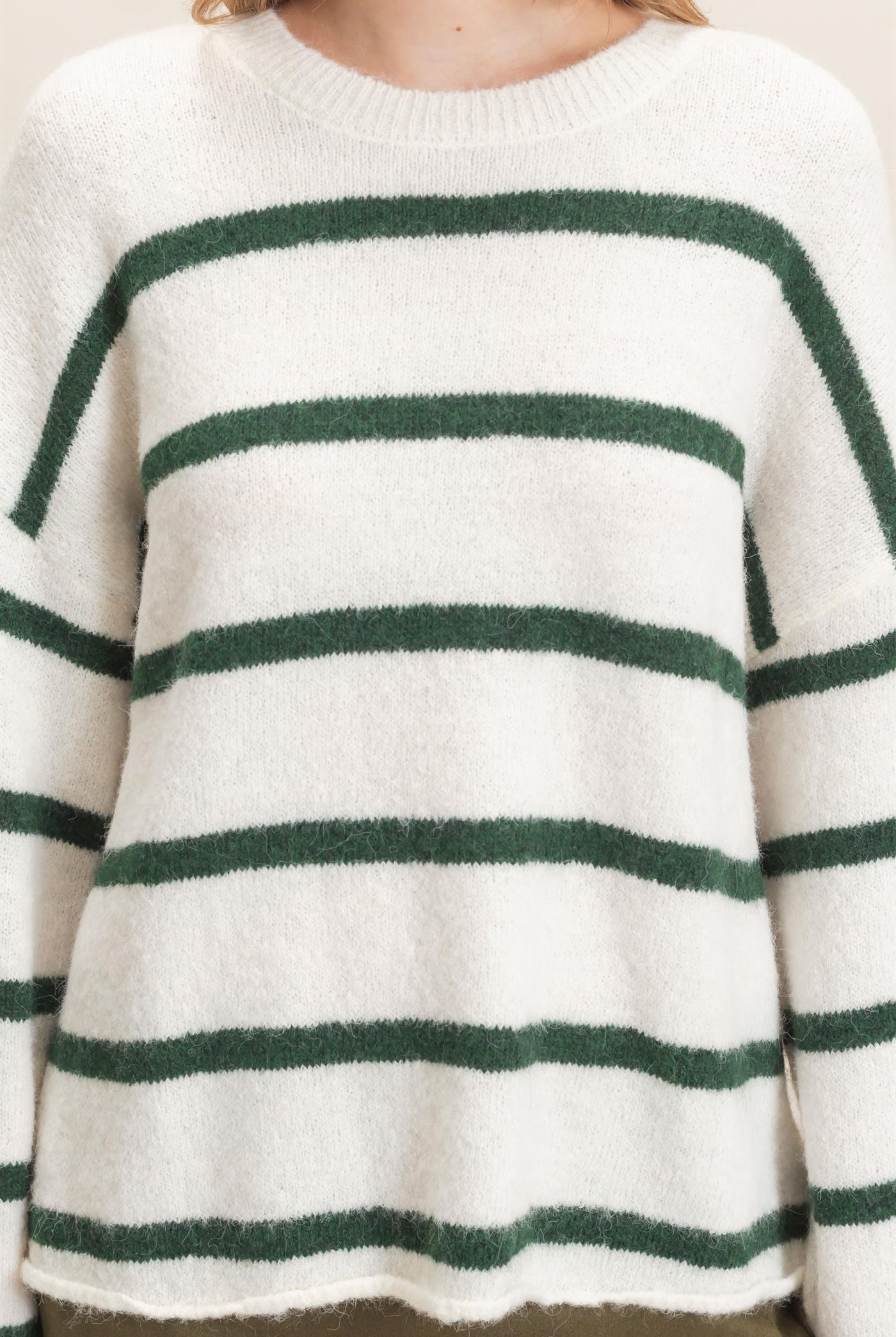 Wholesale Striped Crew Neck Sweater Sweaters HF26E894 HUNTER GREEN HYFVE