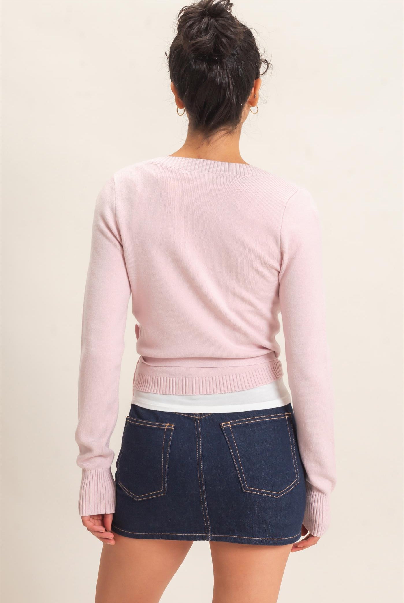 Wholesale Wrap Knit Cardigan Sweaters DZ26F393 LIGHT PINK DOUBLE ZERO