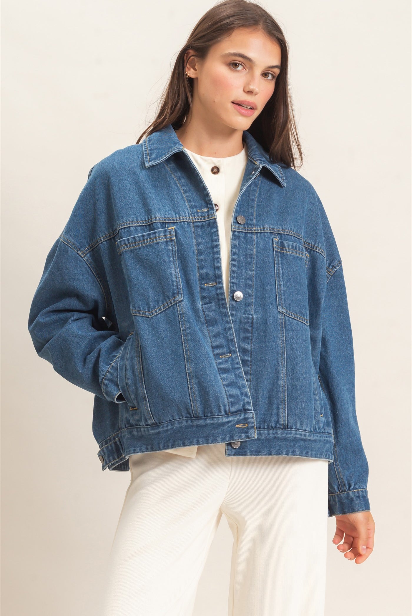 Wholesale Button-Up Denim Jacket Coats & Jackets HF26E001 LIGHT DENIM HYFVE