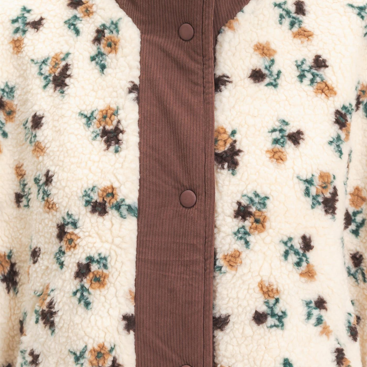 Wholesale Floral Sherpa Vest With Corduroy Vests HF26F073 BROWN HYFVE