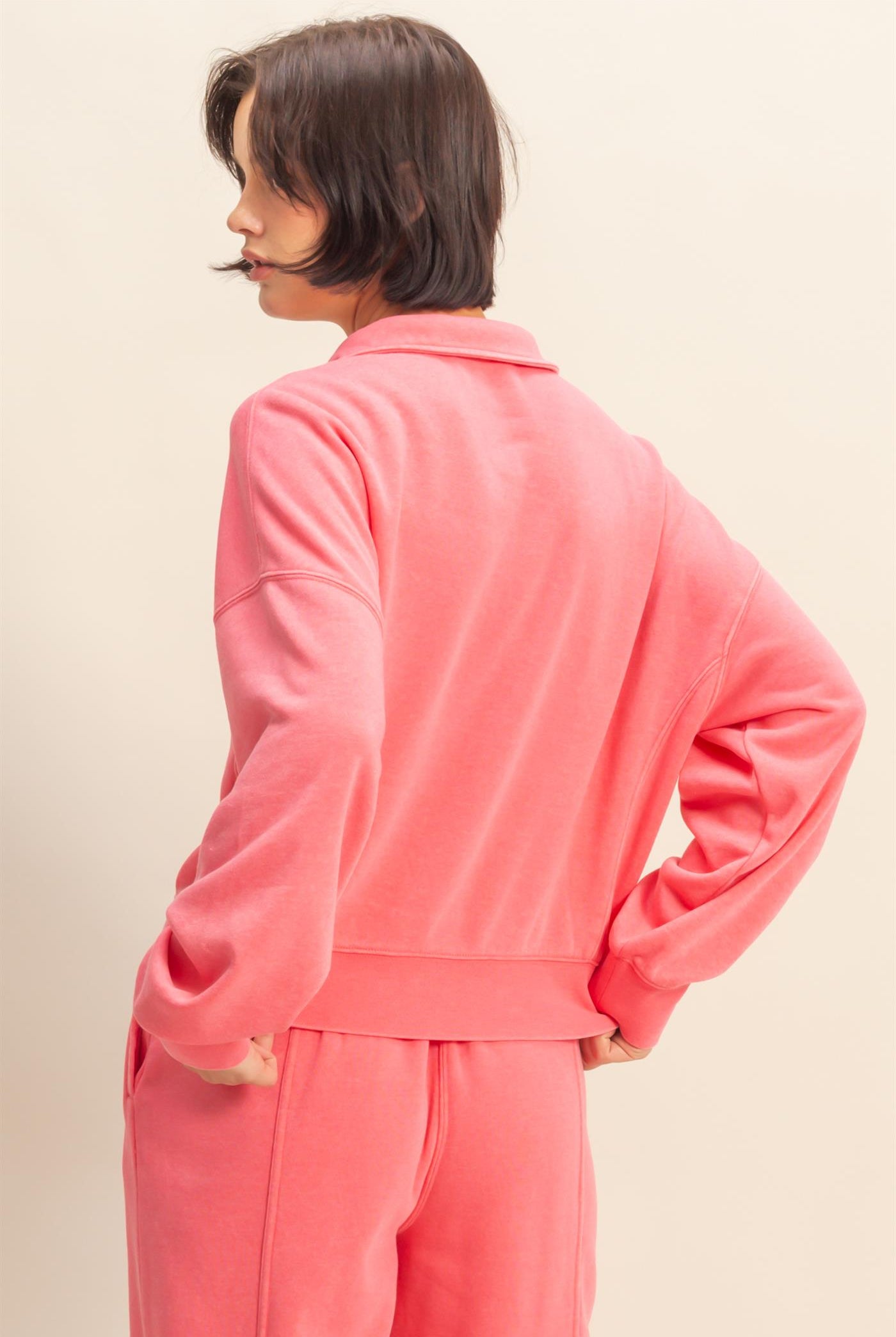 Wholesale Love This Way Half-Zip Sweatshirt Sweatshirts DZ25C908 TAFFY PINK DOUBLE ZERO