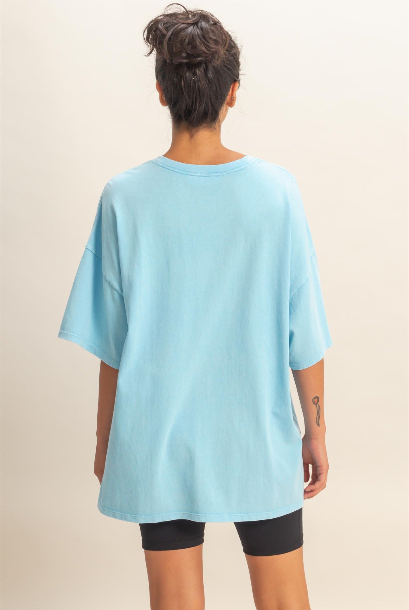 Wholesale Oversized Mineral Wash T-Shirt T-Shirts DZ26A031 BLUE DOUBLE ZERO