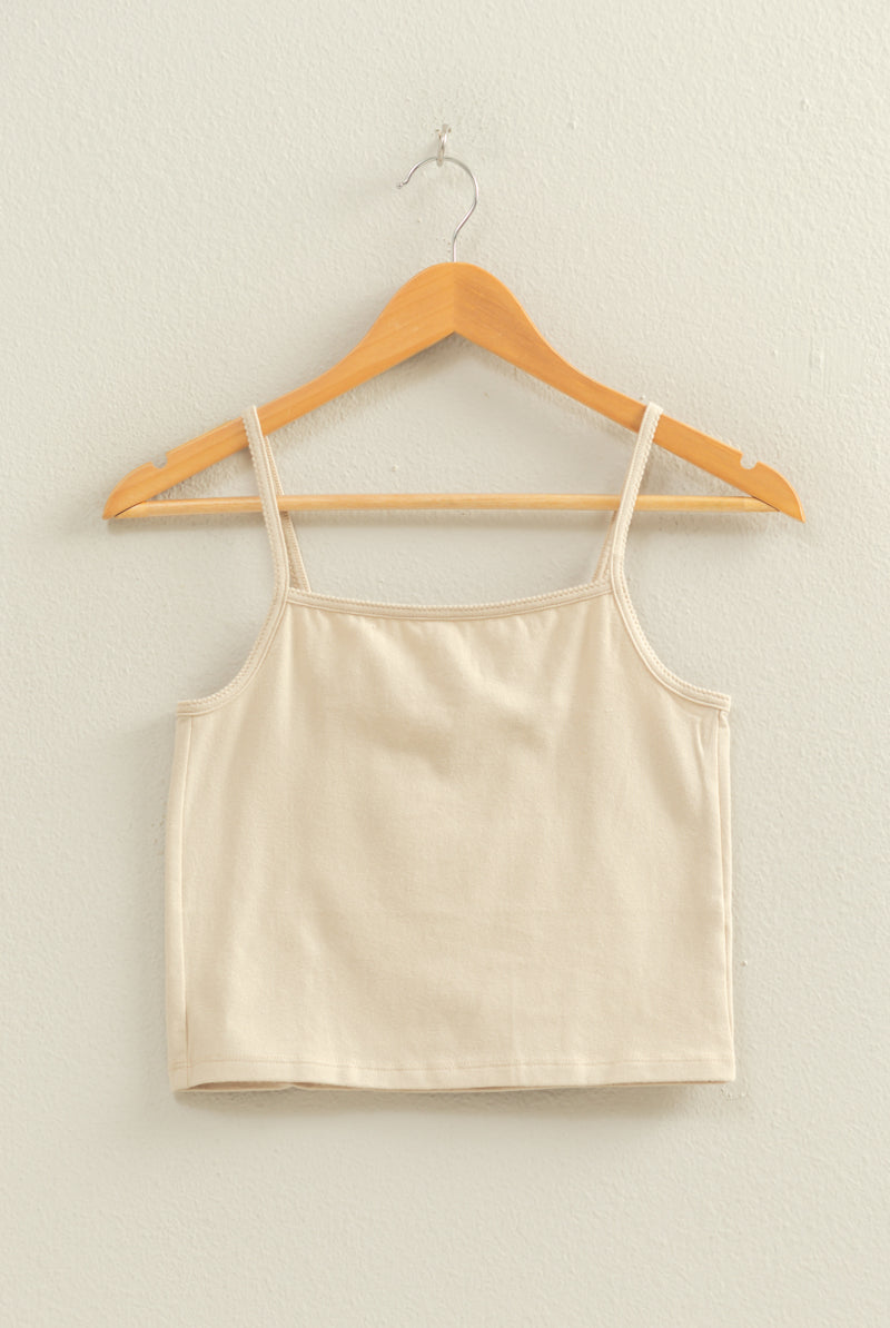 Wholesale Basic Cami Crop Top Clothing Tops DZ22C574 KHAKI HYFVE