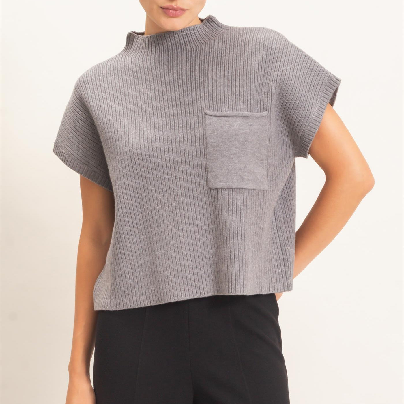 Wholesale Ribbed Dolman Sweater Sweaters HF26E835 GRAY HYFVE