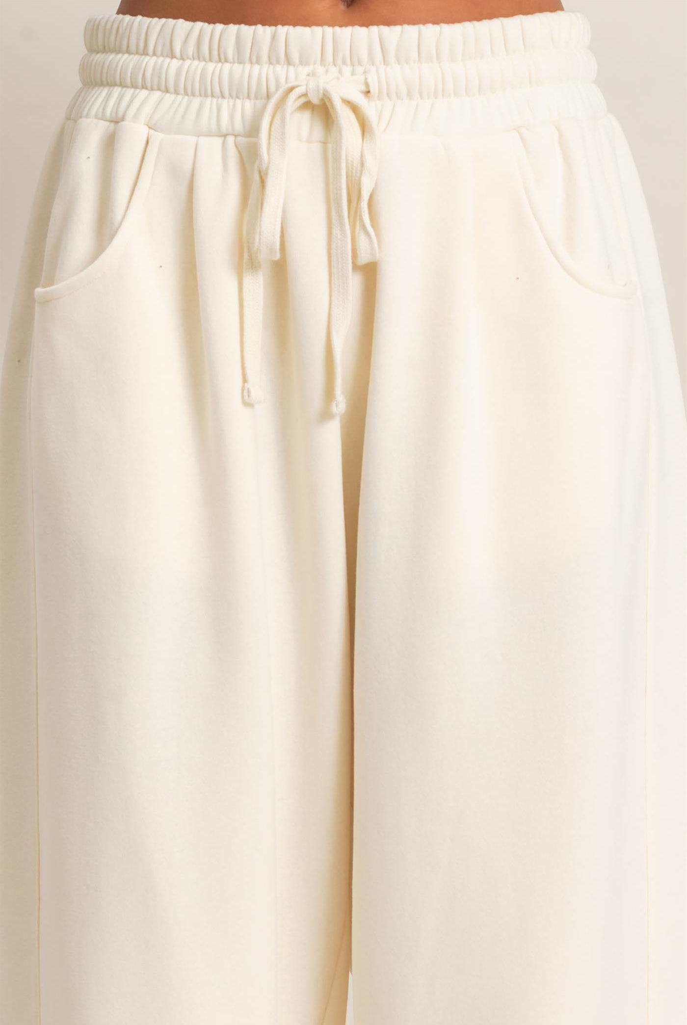 Wholesale Drawstring Waist Barrel Sweatpants Pants DZ26E290 CREAM DOUBLE ZERO