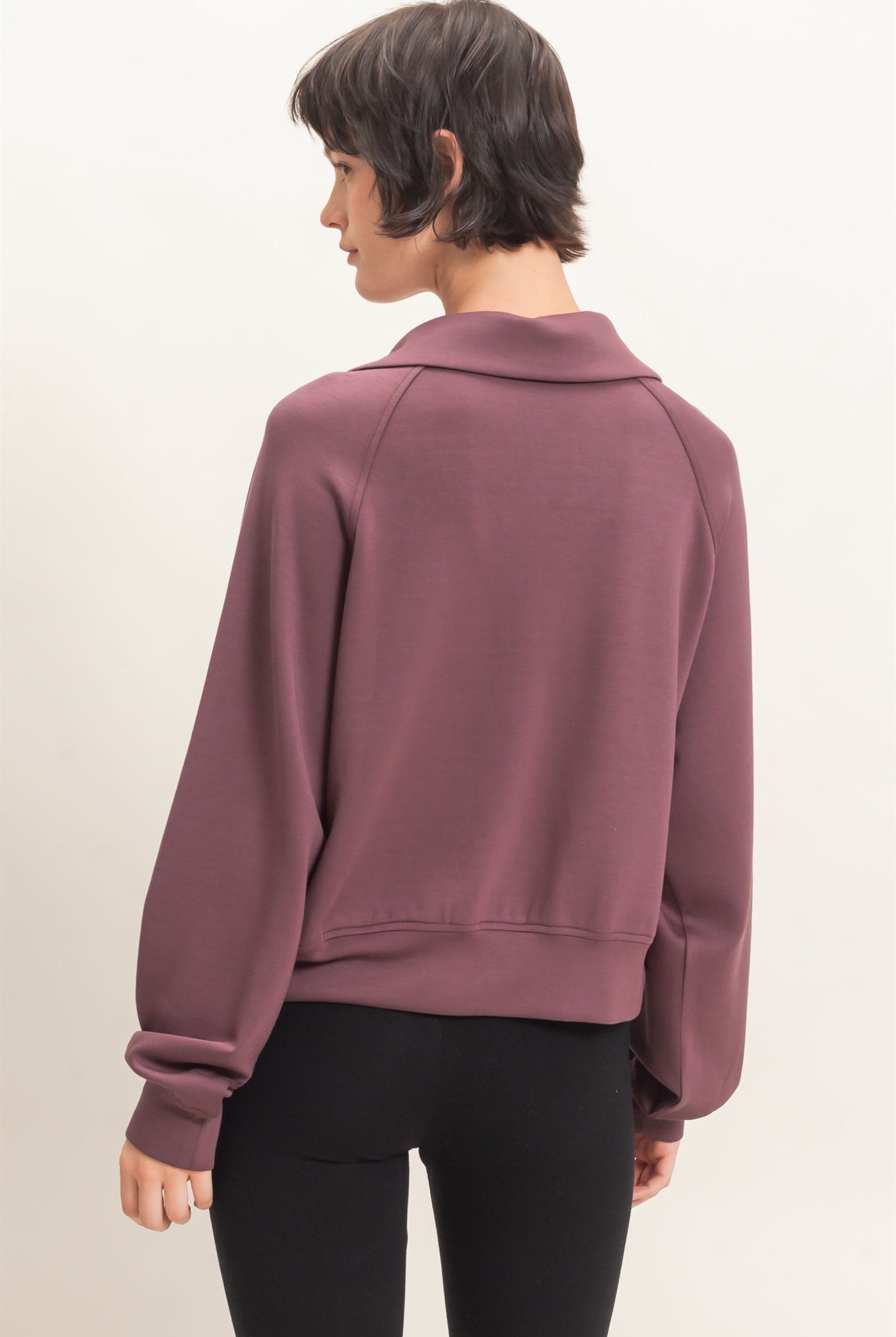 Wholesale Half-Zip Collar Raglan Pullover Sweatshirts DZ26C967 COCOA DOUBLE ZERO