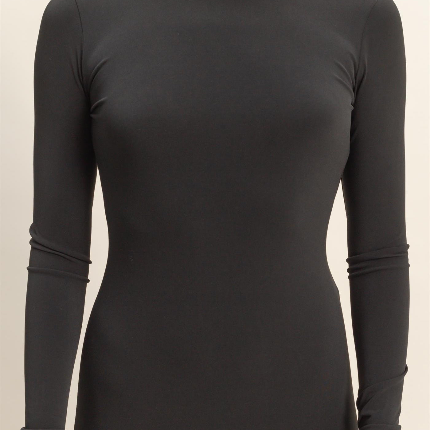 Wholesale Turtleneck Long Sleeve Maxi Dress Dresses DZ25F129 BLACK DOUBLE ZERO