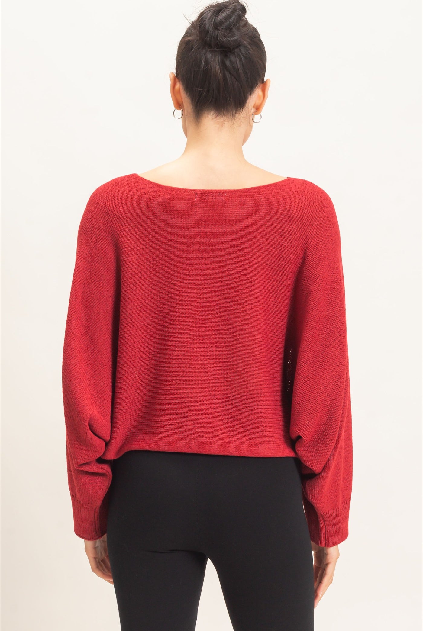 Wholesale Loose Knit Boat Neck Sweater Sweaters HF26E896 ROSE WINE HYFVE