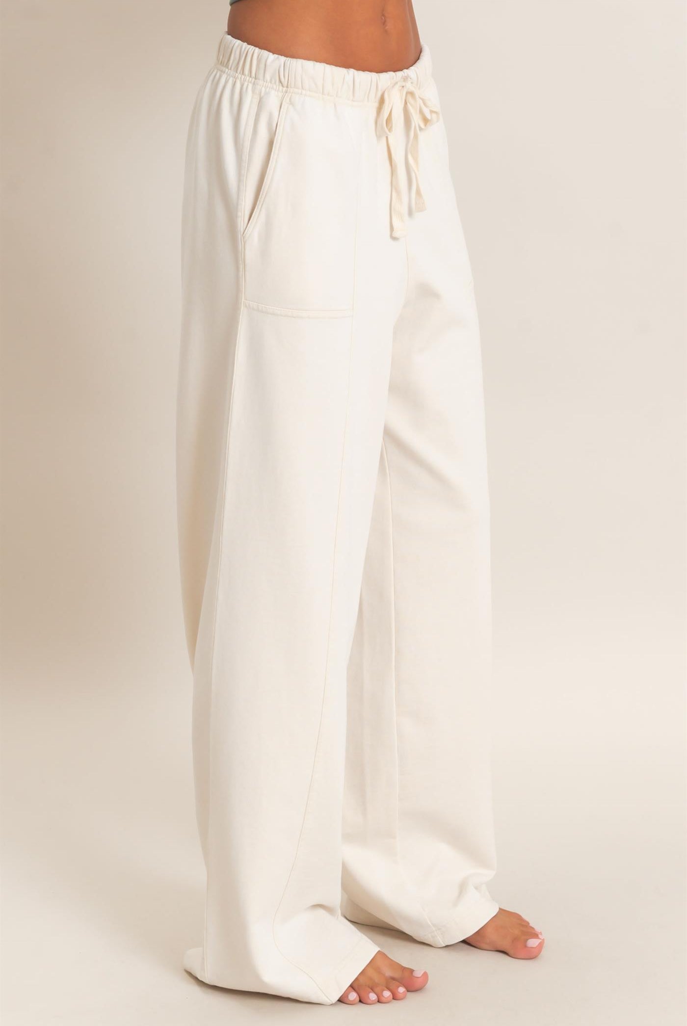 Wholesale Acid Wash Drawstring Waist Wide Leg Pants Pants DZ25A685 ALPACA DOUBLE ZERO