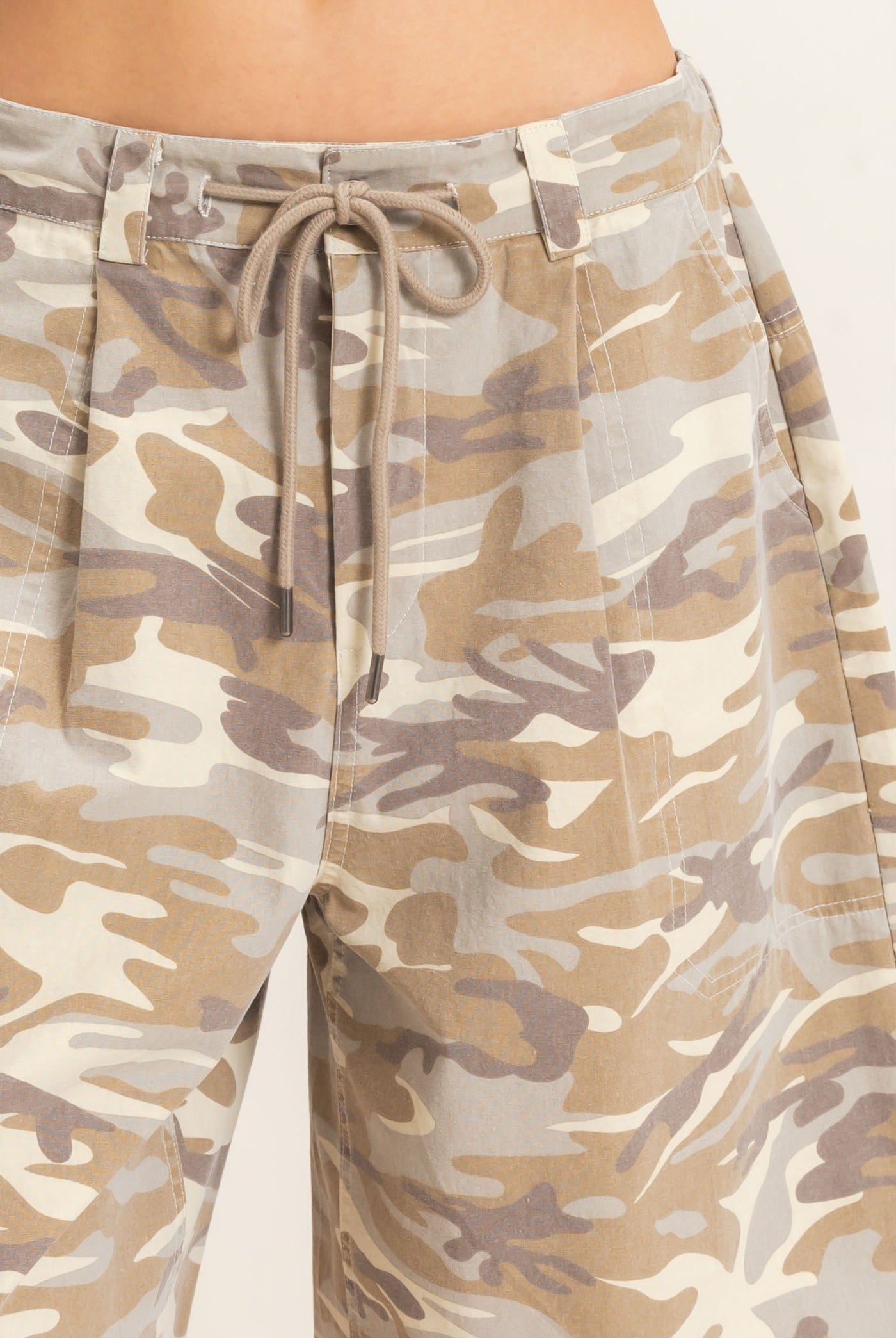 Wholesale Camouflage Print Drawstring Shorts Shorts DZ26E399 STONE DOUBLE ZERO