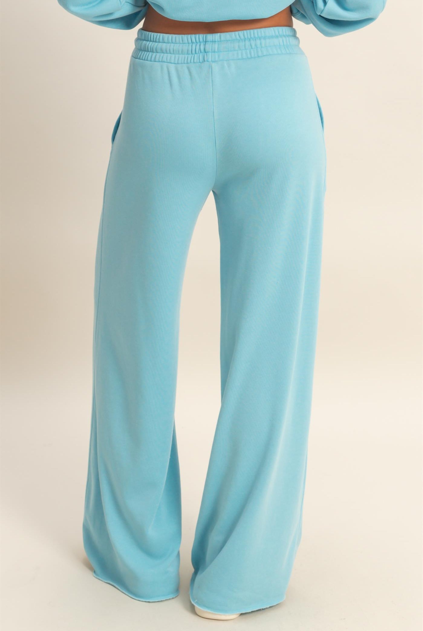 Wholesale Burnout French Terry Wide-Leg Pants Pants DZ26A259 BLUE DOUBLE ZERO