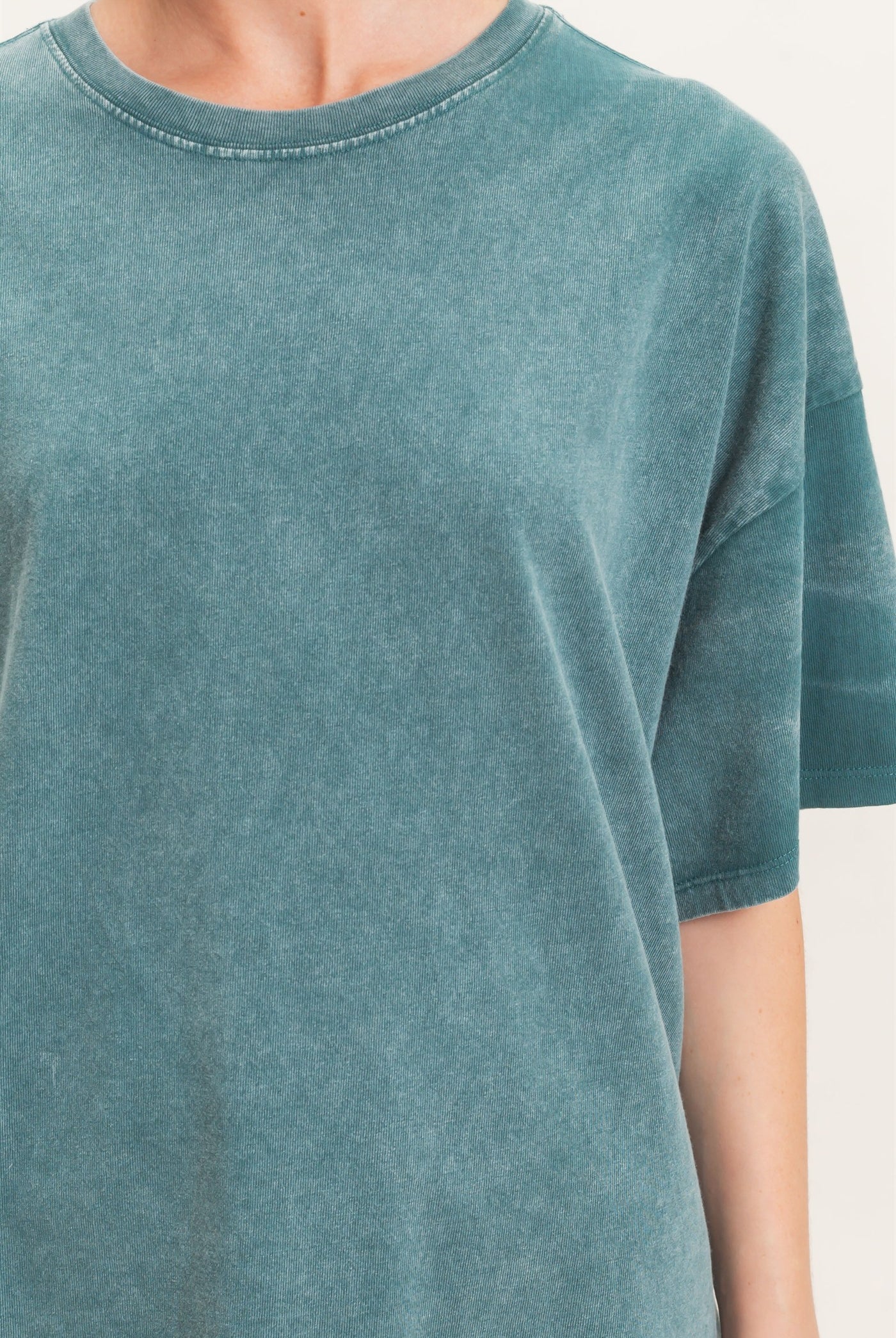 Wholesale Mineral Wash Oversized Crew Neck T-Shirts Clothing Tops DZ26C961 DARK TEAL DOUBLE ZERO