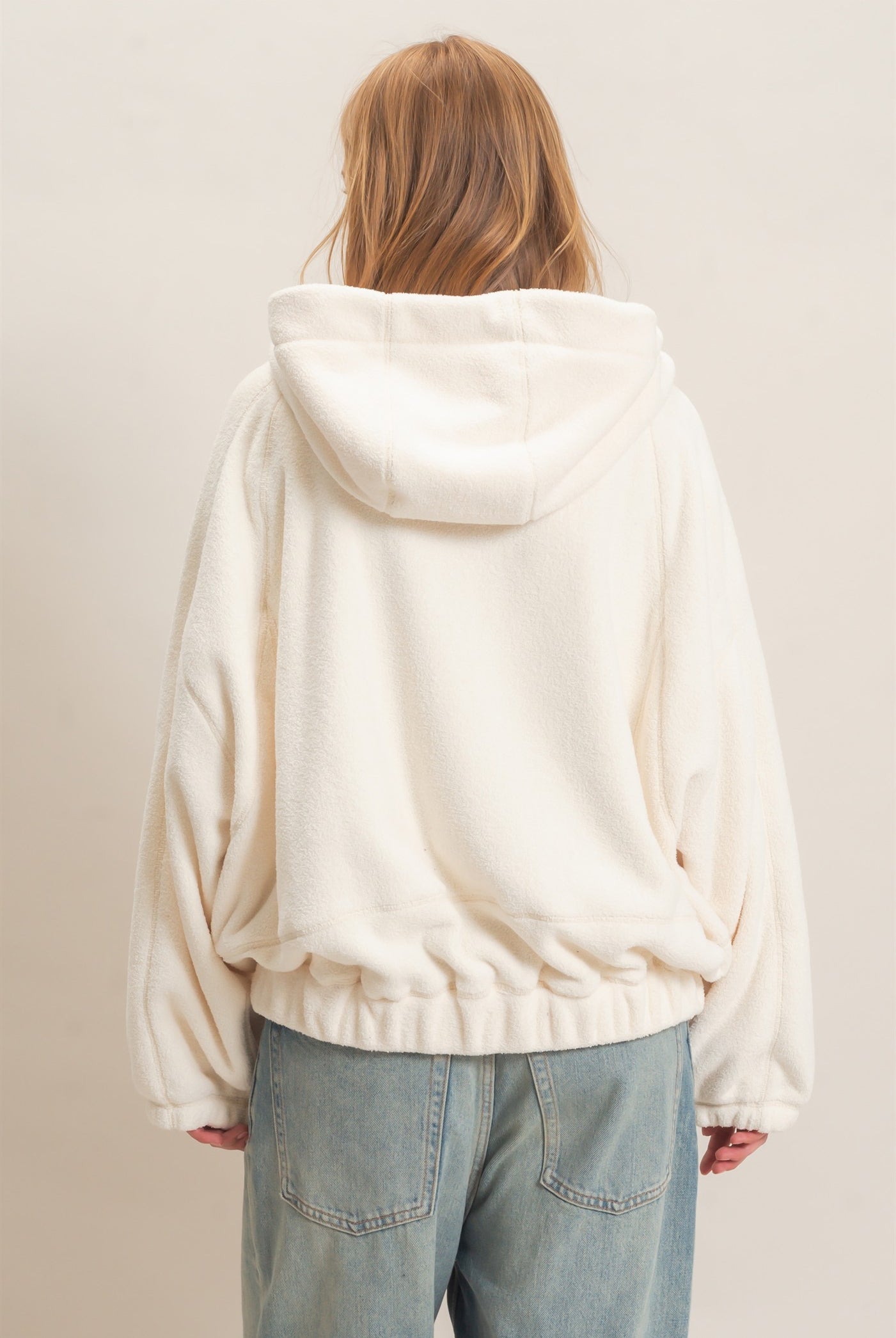 Wholesale Half-Zip Fleece Hoodie Hoodies HF26E561 WHIP CREAM HYFVE