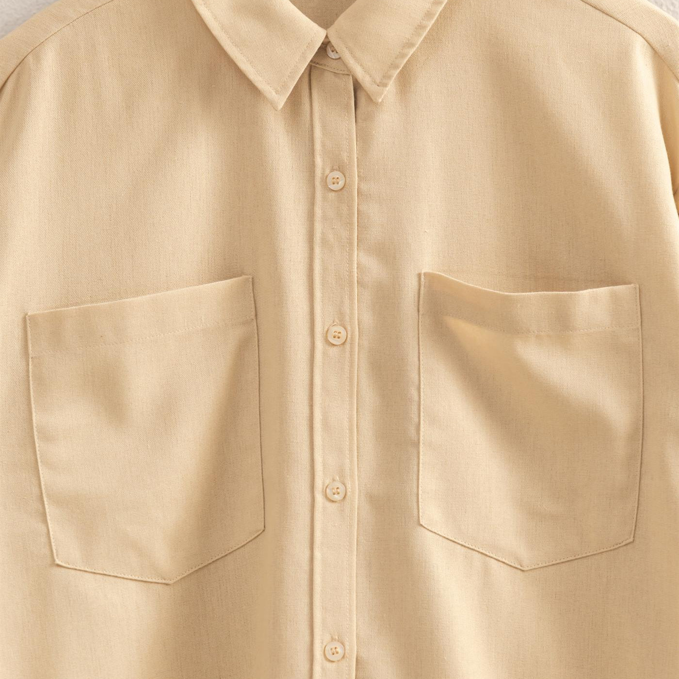 Wholesale Sand Washed Relaxed Long Sleeve Shirt Clothing Tops DZ24C609 LIGHT TAUPE DOUBLE ZERO
