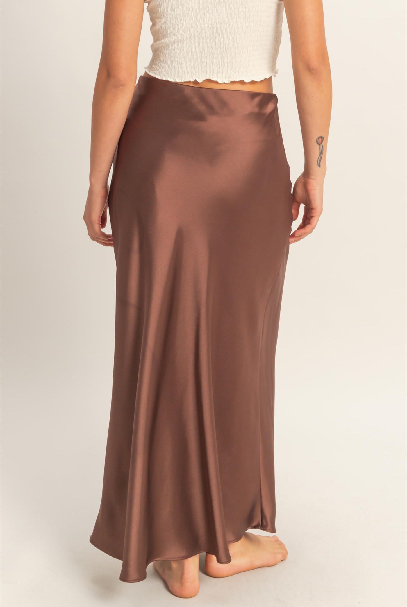 Wholesale Satin Maxi Skirt Skirts DZ26E274 CHOCOLATE DOUBLE ZERO