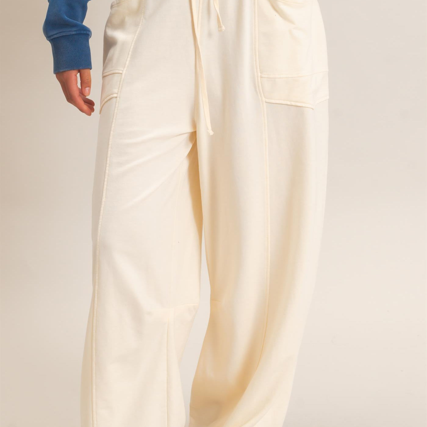 Wholesale Mineral Washed Barrel Sweatpants Pants DZ26F246 ALPACA DOUBLE ZERO