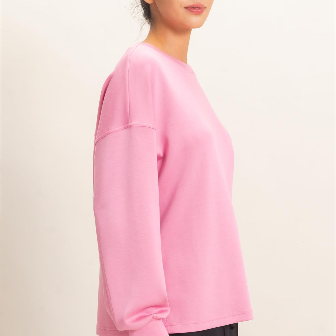 Wholesale Oversized Crew Neck Top Sweatshirts DZ26E388 PINK DOUBLE ZERO