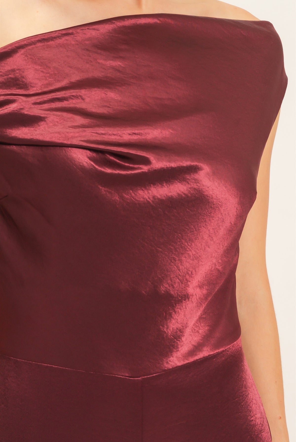 Wholesale Asymmetrical Cowl Neck Wide Leg Jumpsuit Clothing HF26F009 WINE HYFVE