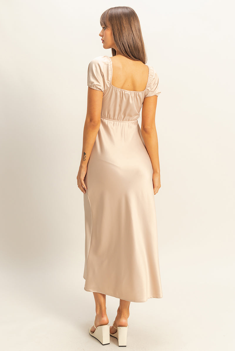Wholesale Front Tie Maxi Dress Dresses FS22E780 SAND HYFVE