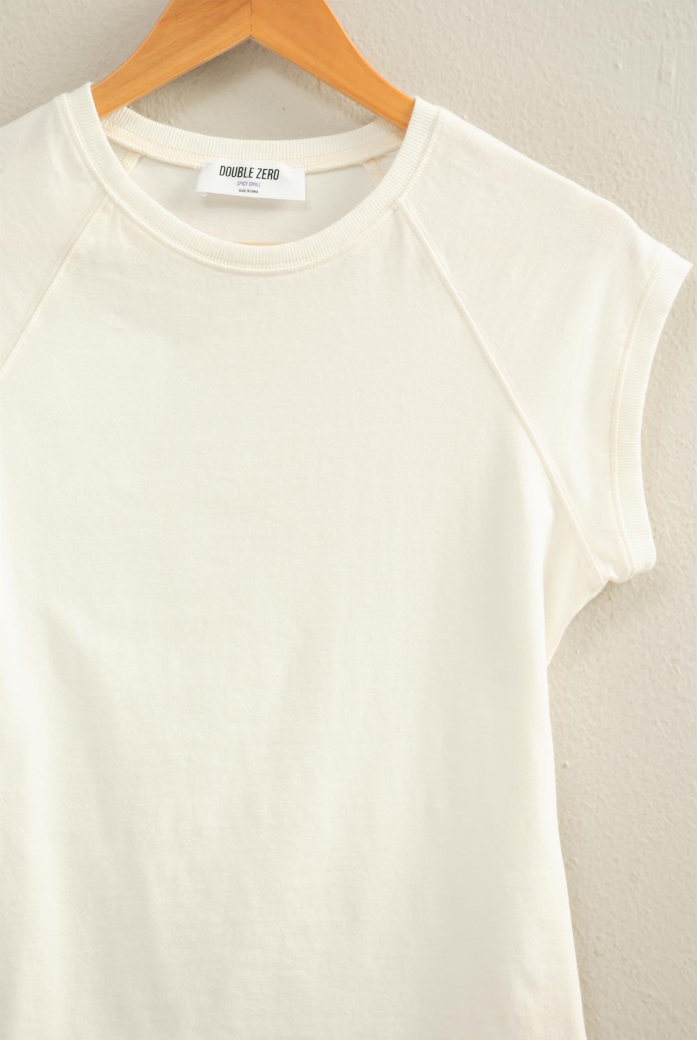 Wholesale Mineral Wash Raglan Short Sleeve Top T-Shirts DZ26A741 WHITE DOUBLE ZERO