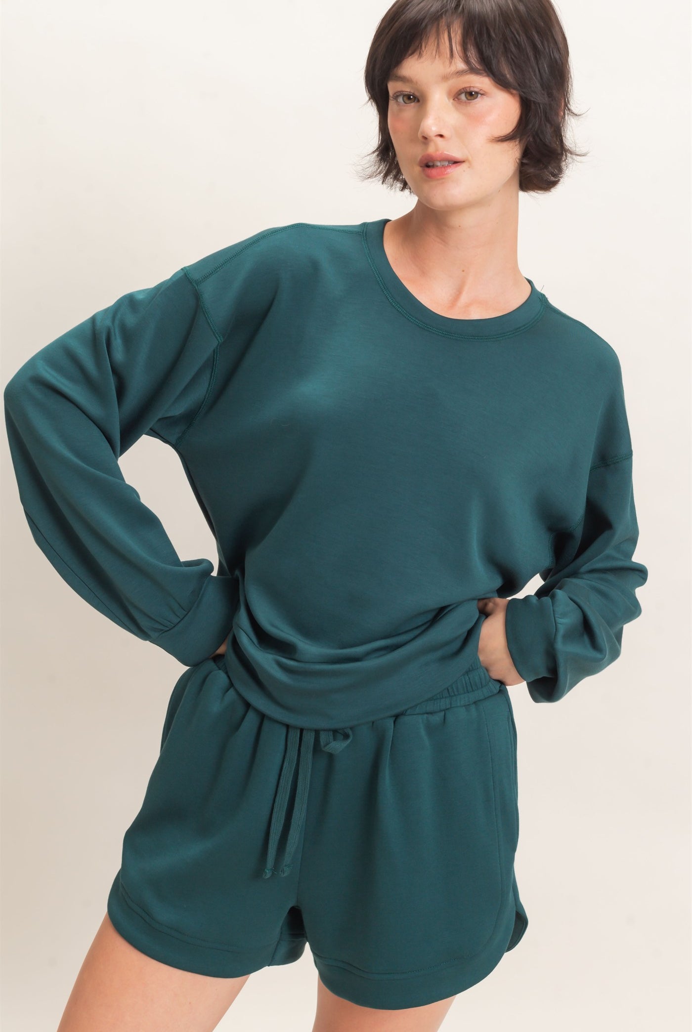 Wholesale Crew Neck Sweatshirt Sweatshirts DZ26C966 DEEP GREEN DOUBLE ZERO