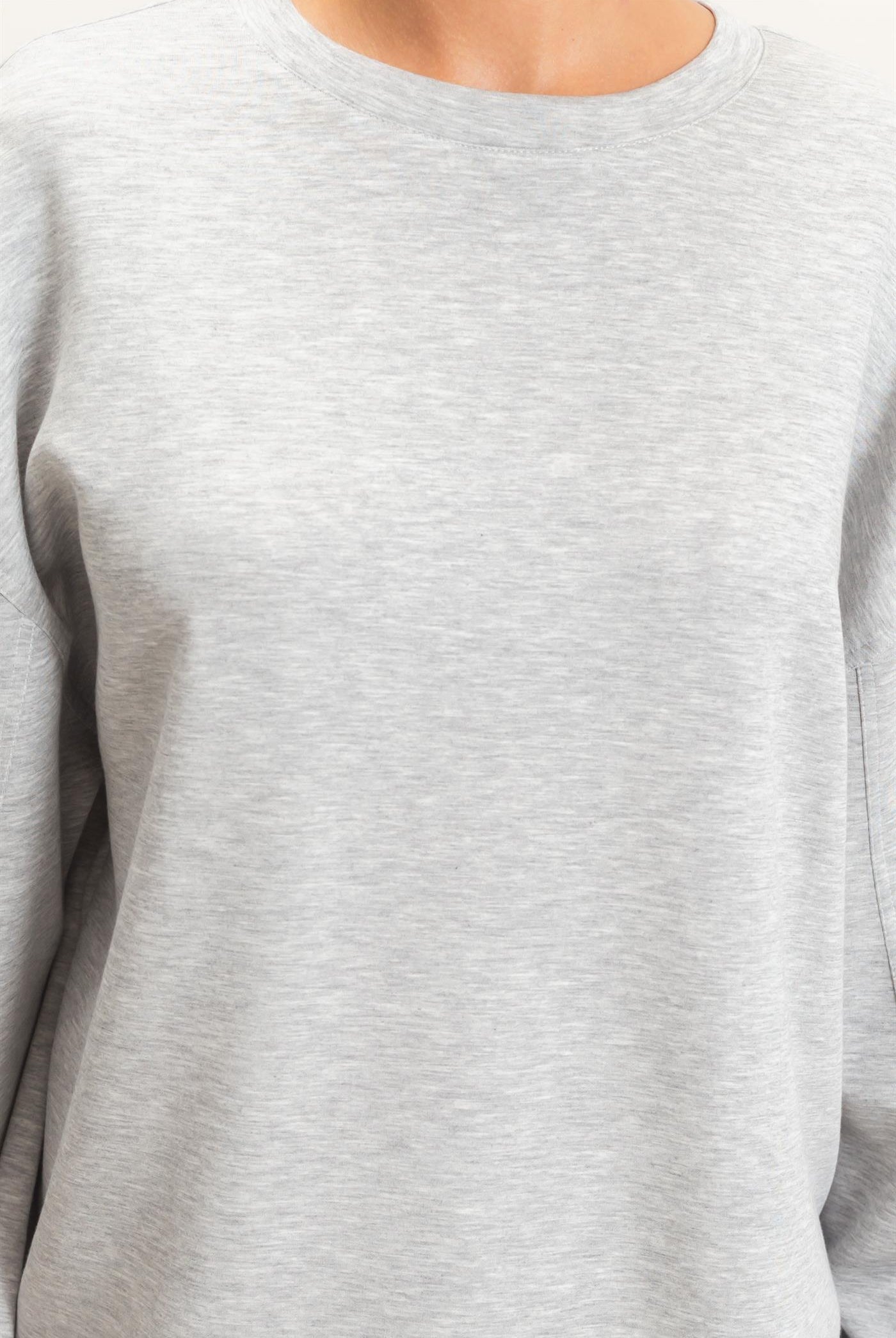 Wholesale Oversized Crew Neck Top Sweatshirts DZ26E388 HEATHER GRAY DOUBLE ZERO