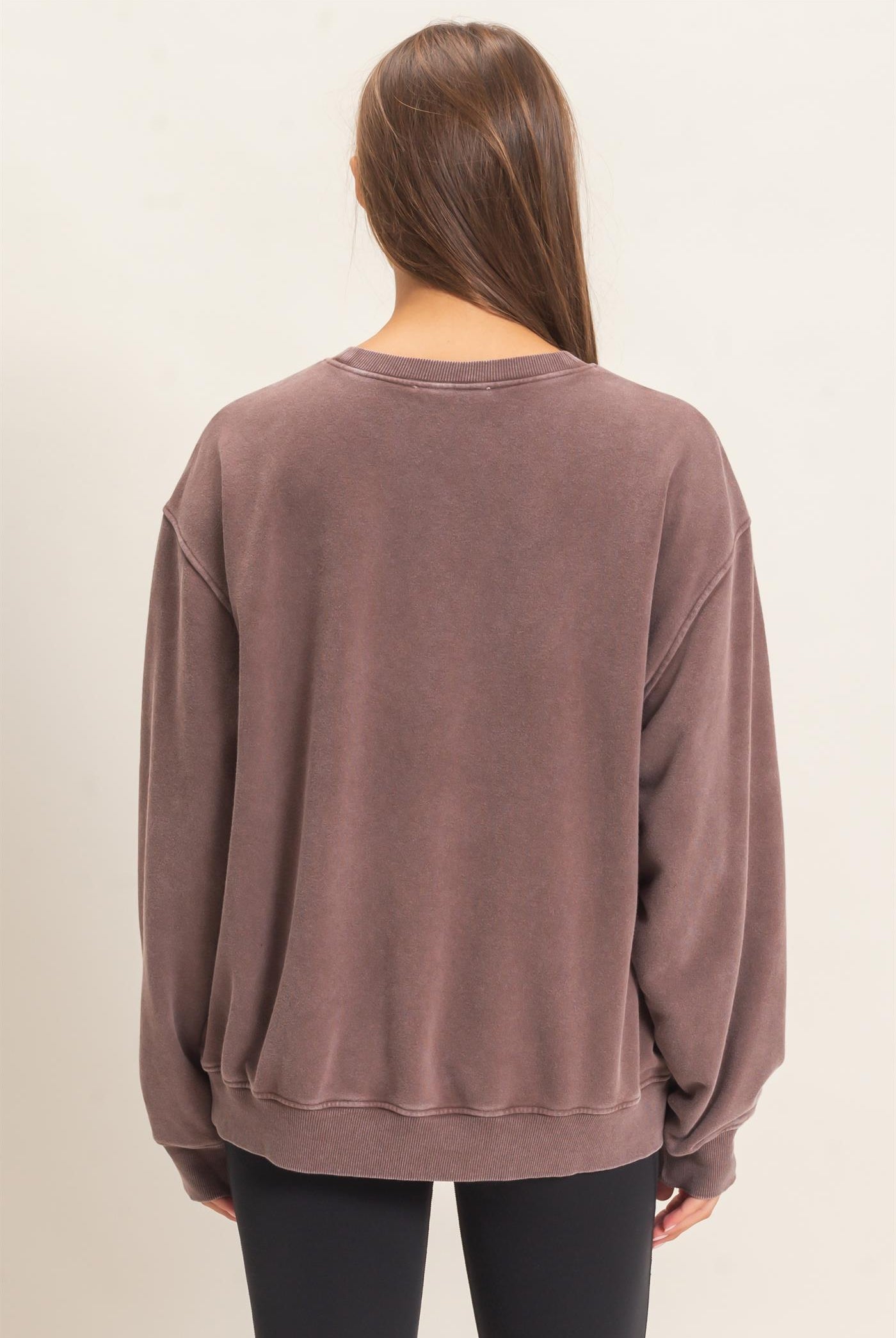 Wholesale Mineral Wash Crew Neck Sweatshirt Sweatshirts DZ26E990 DARK BROWN DOUBLE ZERO