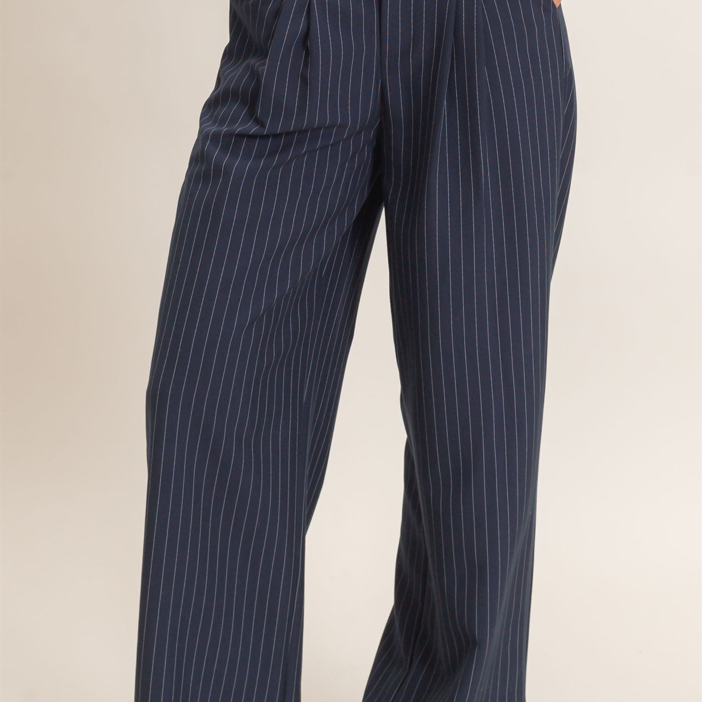 Wholesale Pinstripe Wide-Leg Trousers Pants DZ26E426 NAVY DOUBLE ZERO