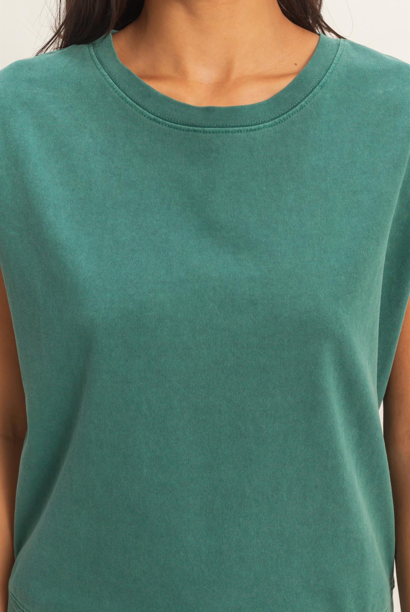 Wholesale Sleeveless Crew Neck Top and Shorts Set Clothing DZ26A028-SET DARK TEAL DOUBLE ZERO