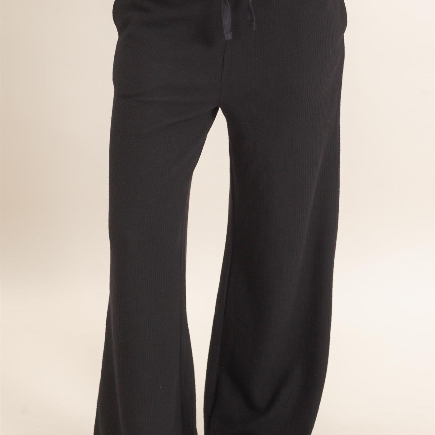 Wholesale Brushed Waffle Drawstring Pants Pants DZ26F313 BLACK DOUBLE ZERO