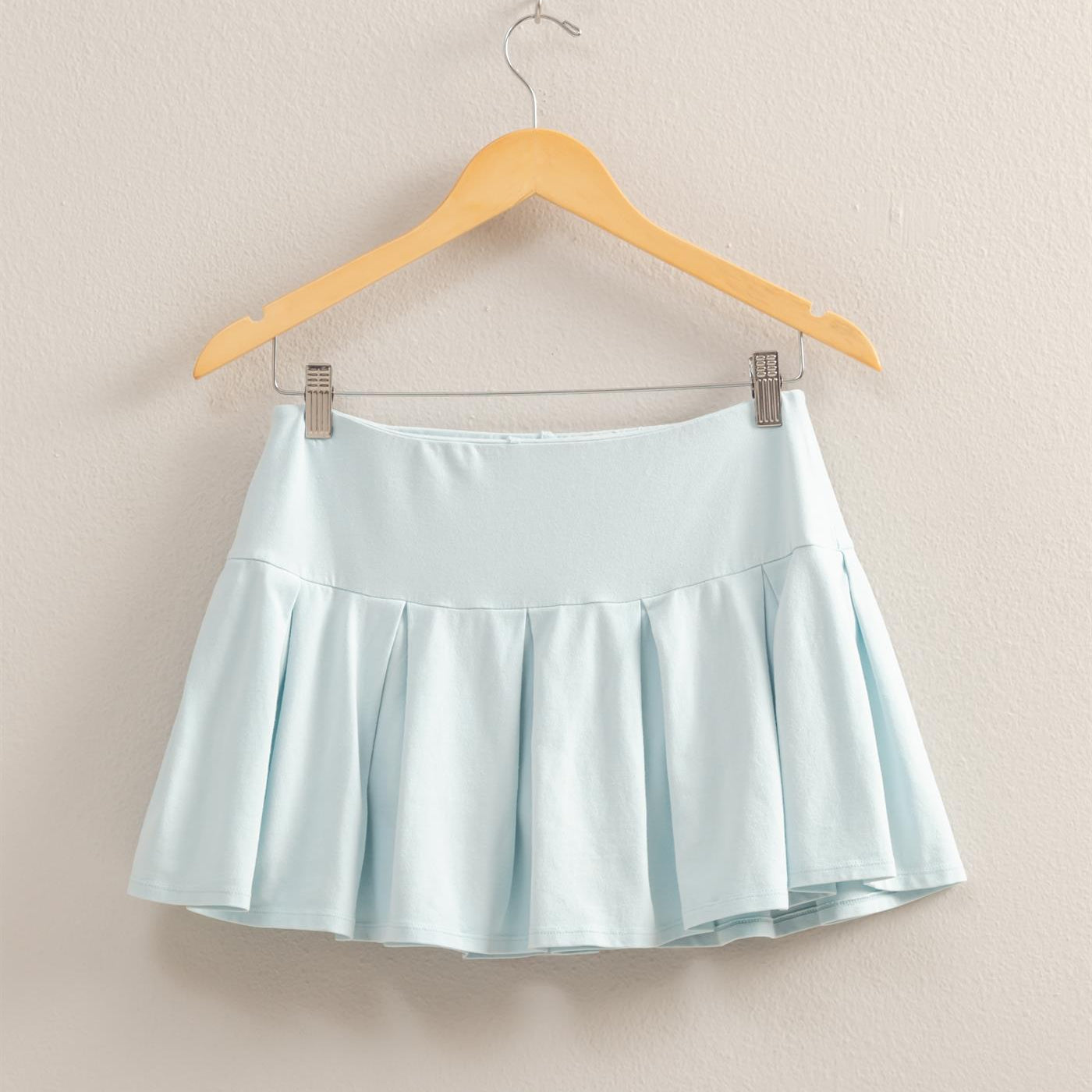 Wholesale Mid Rise Pleated Mini Skort Skorts DZ25A930 ICE BLUE DOUBLE ZERO