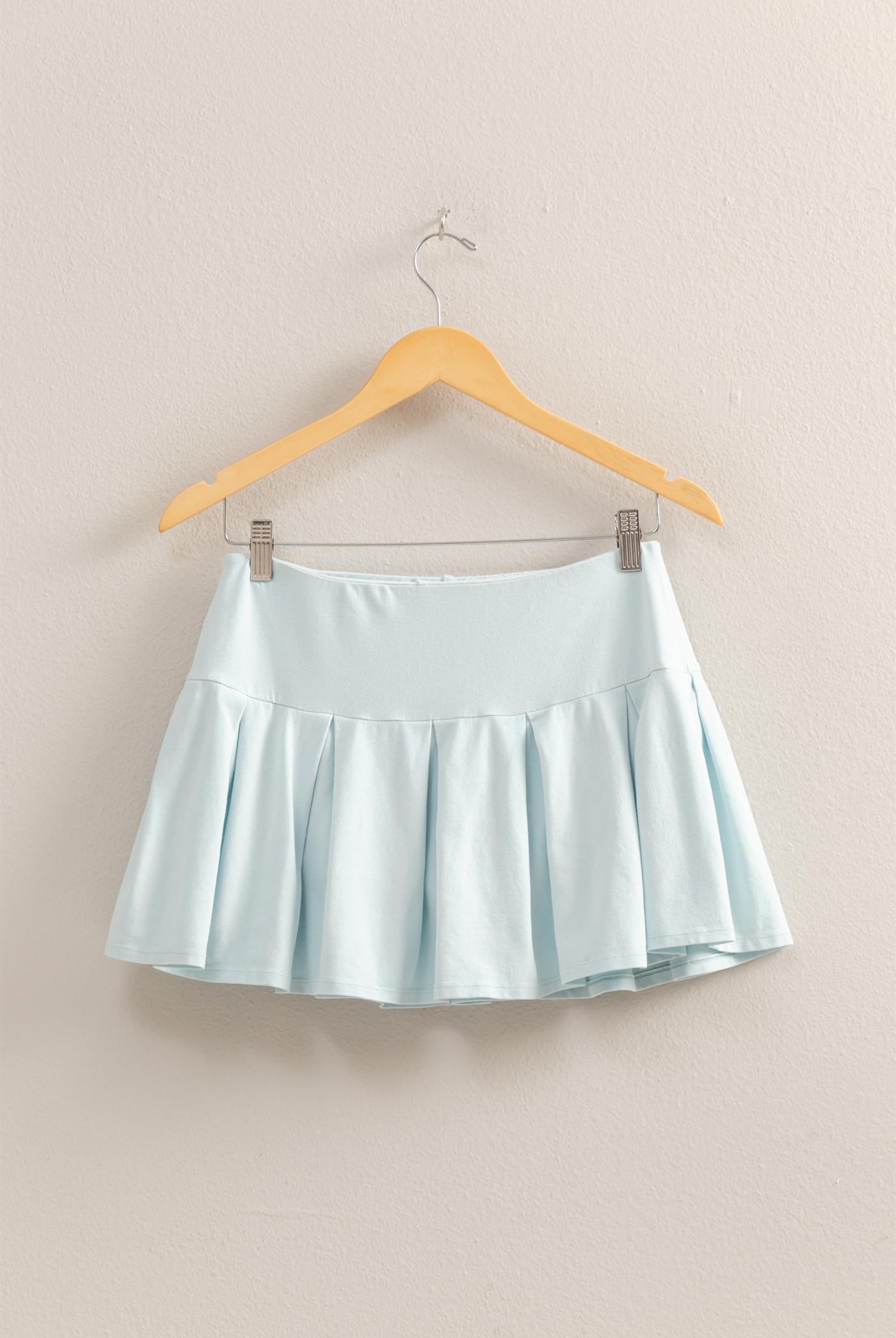 Wholesale Mid Rise Pleated Mini Skort Skorts DZ25A930 ICE BLUE DOUBLE ZERO