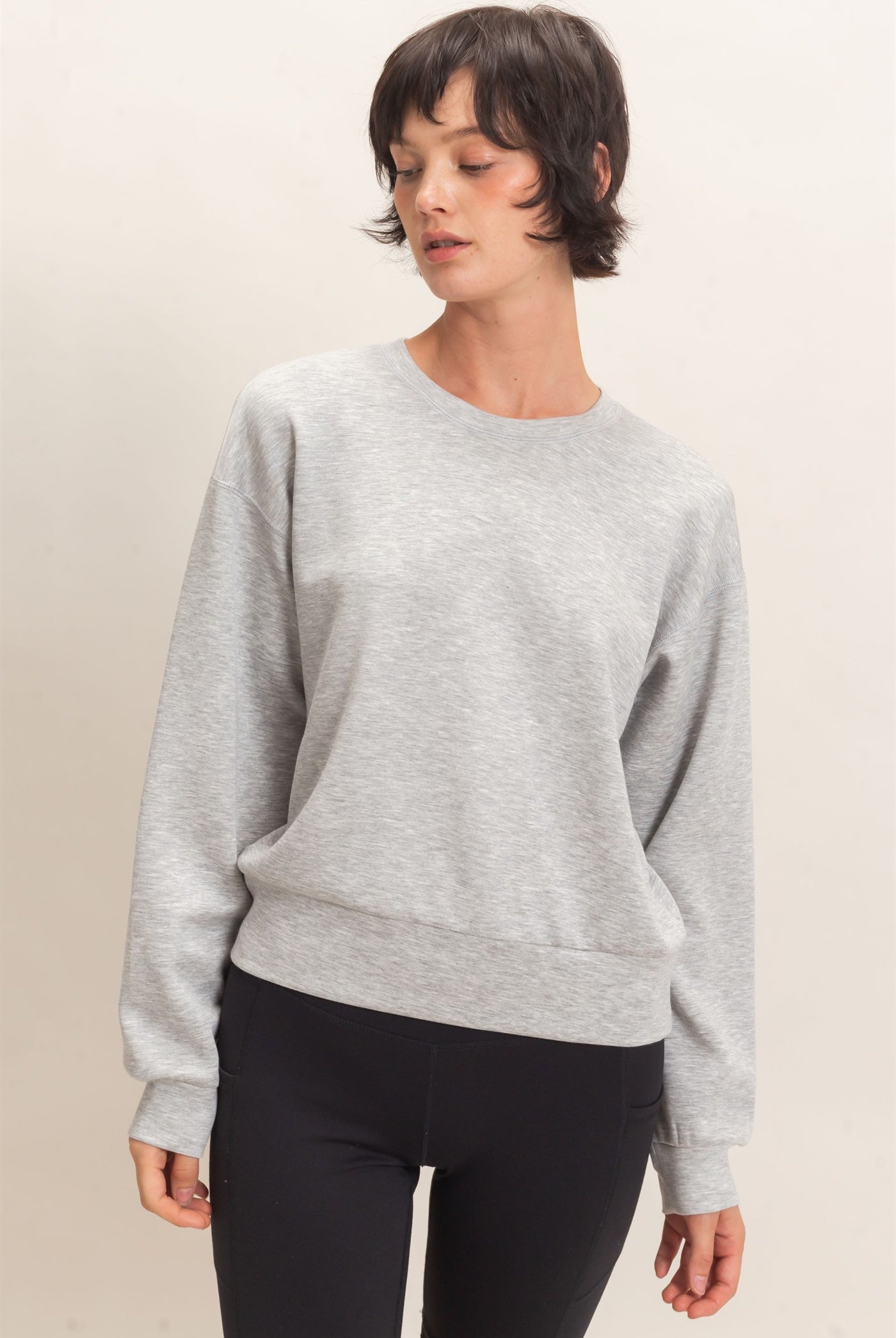 Wholesale Crew Neck Sweatshirt Sweatshirts DZ26C966 HEATHER GRAY DOUBLE ZERO