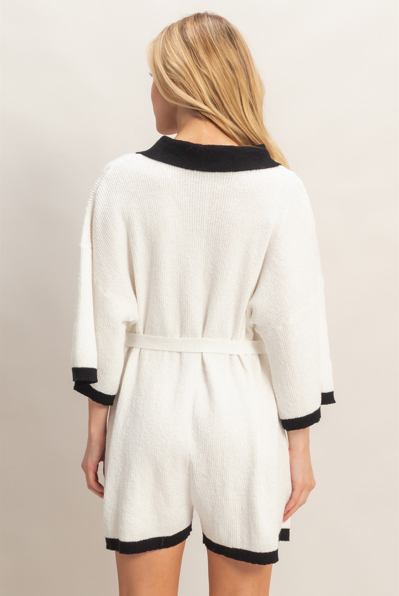 Wholesale Knit Romper With Contrast Tie Clothing HF26A408 OFF WHITE HYFVE