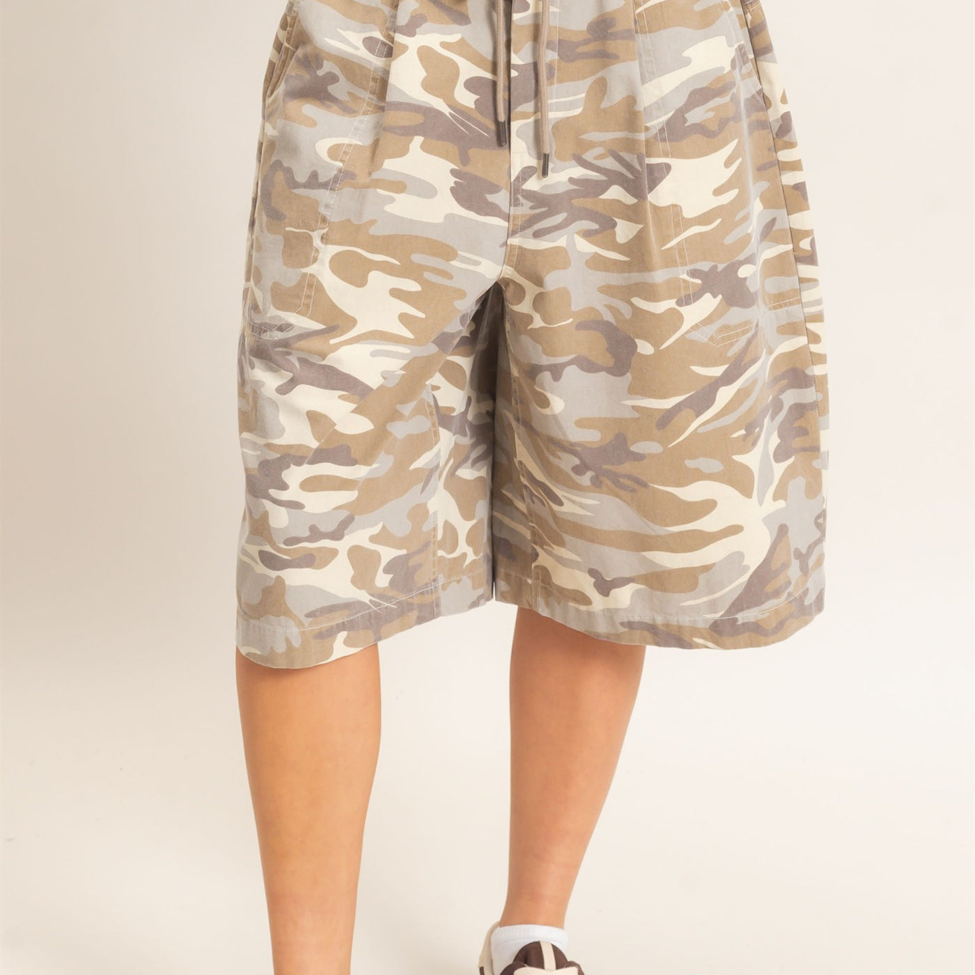Wholesale Camouflage Print Drawstring Shorts Shorts DZ26E399 STONE DOUBLE ZERO