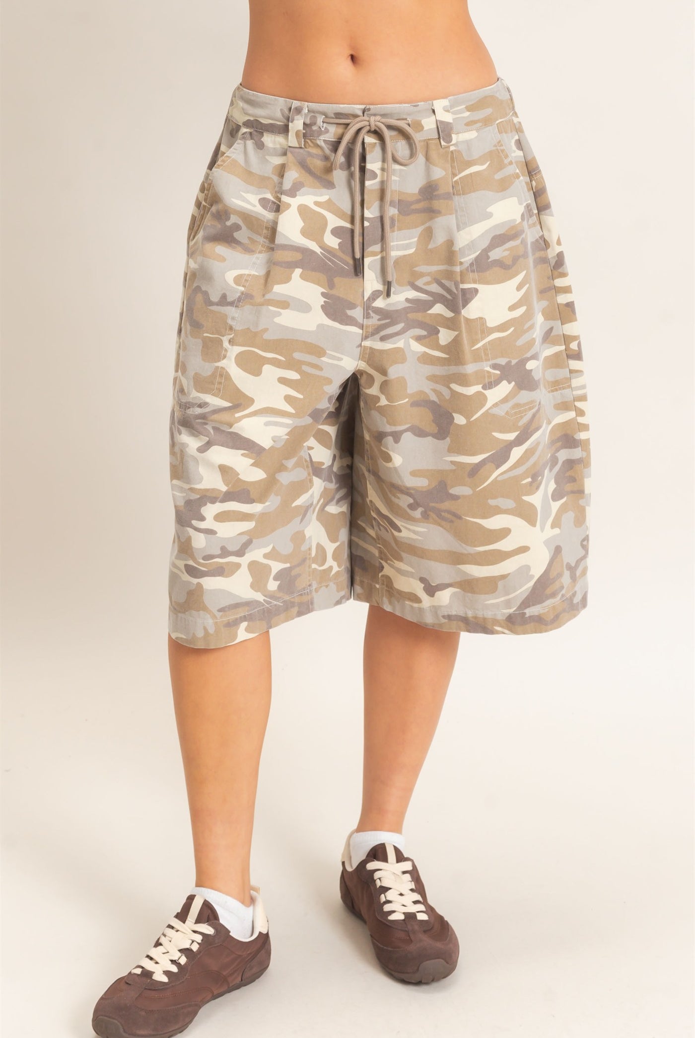 Wholesale Camouflage Print Drawstring Shorts Shorts DZ26E399 STONE DOUBLE ZERO