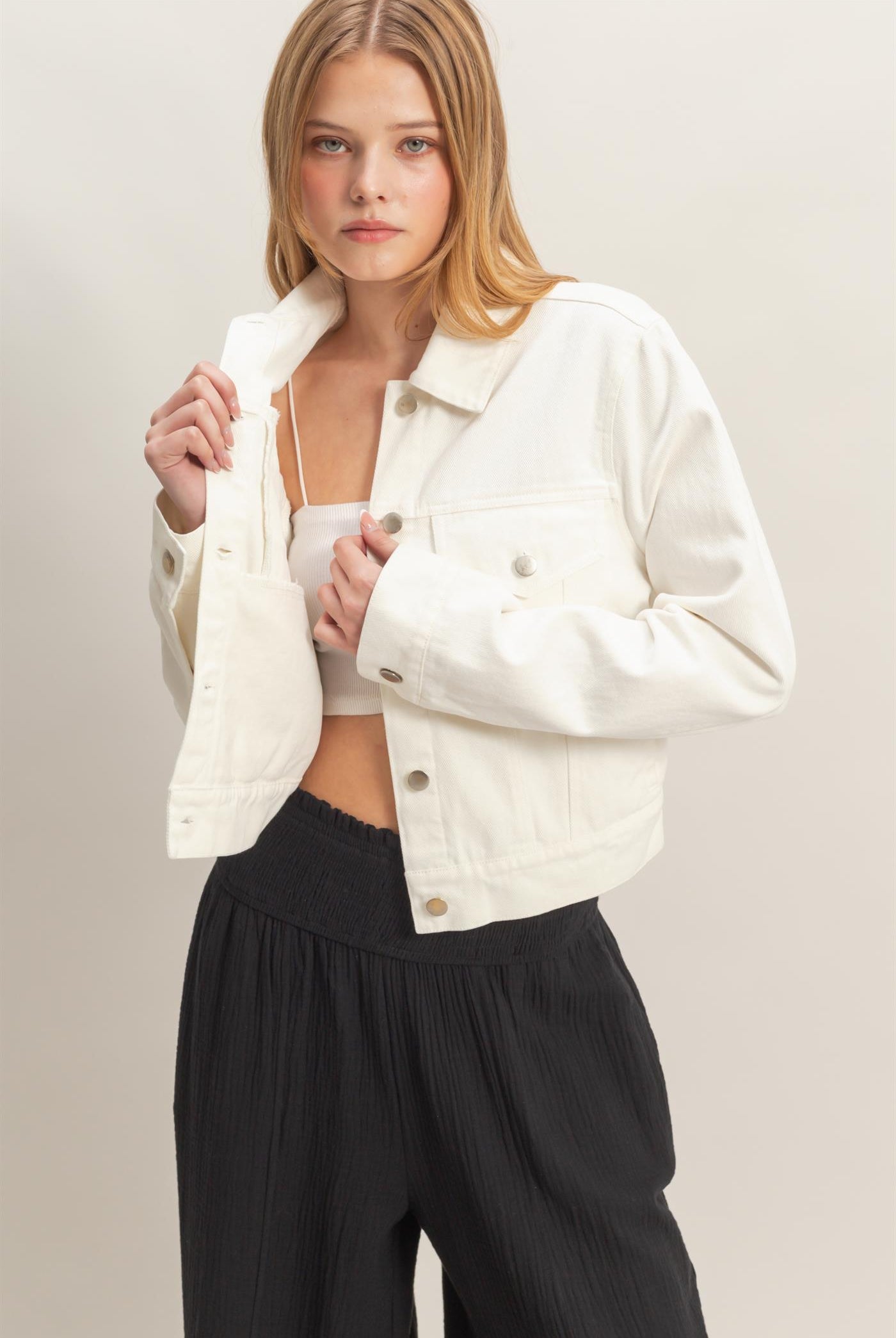 Wholesale Denim Button-Up Jacket Coats & Jackets HF26C725 WHITE HYFVE