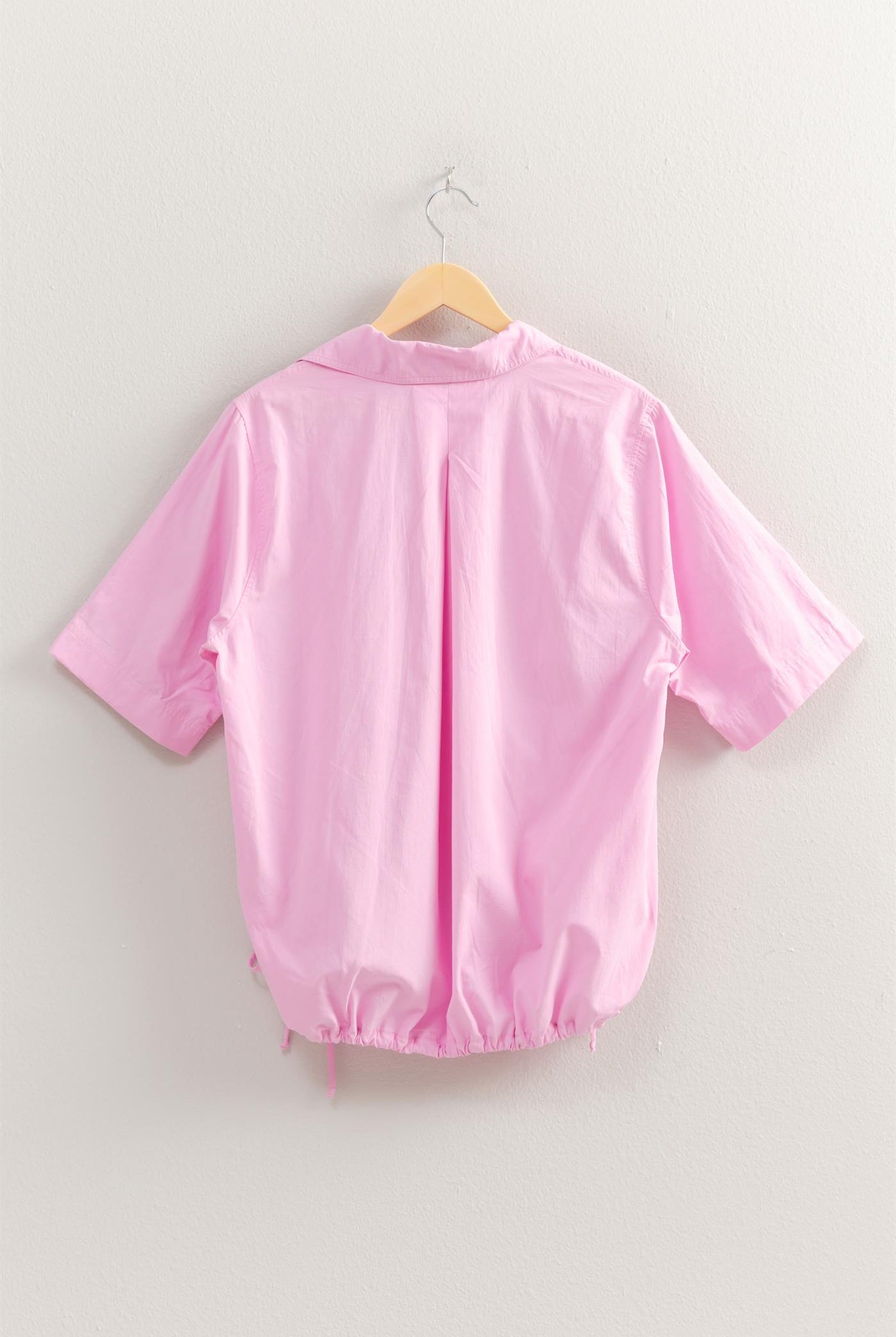 Wholesale Bubble Hem Relaxed Fit Shirt Polos DZ25E081 PINK DOUBLE ZERO