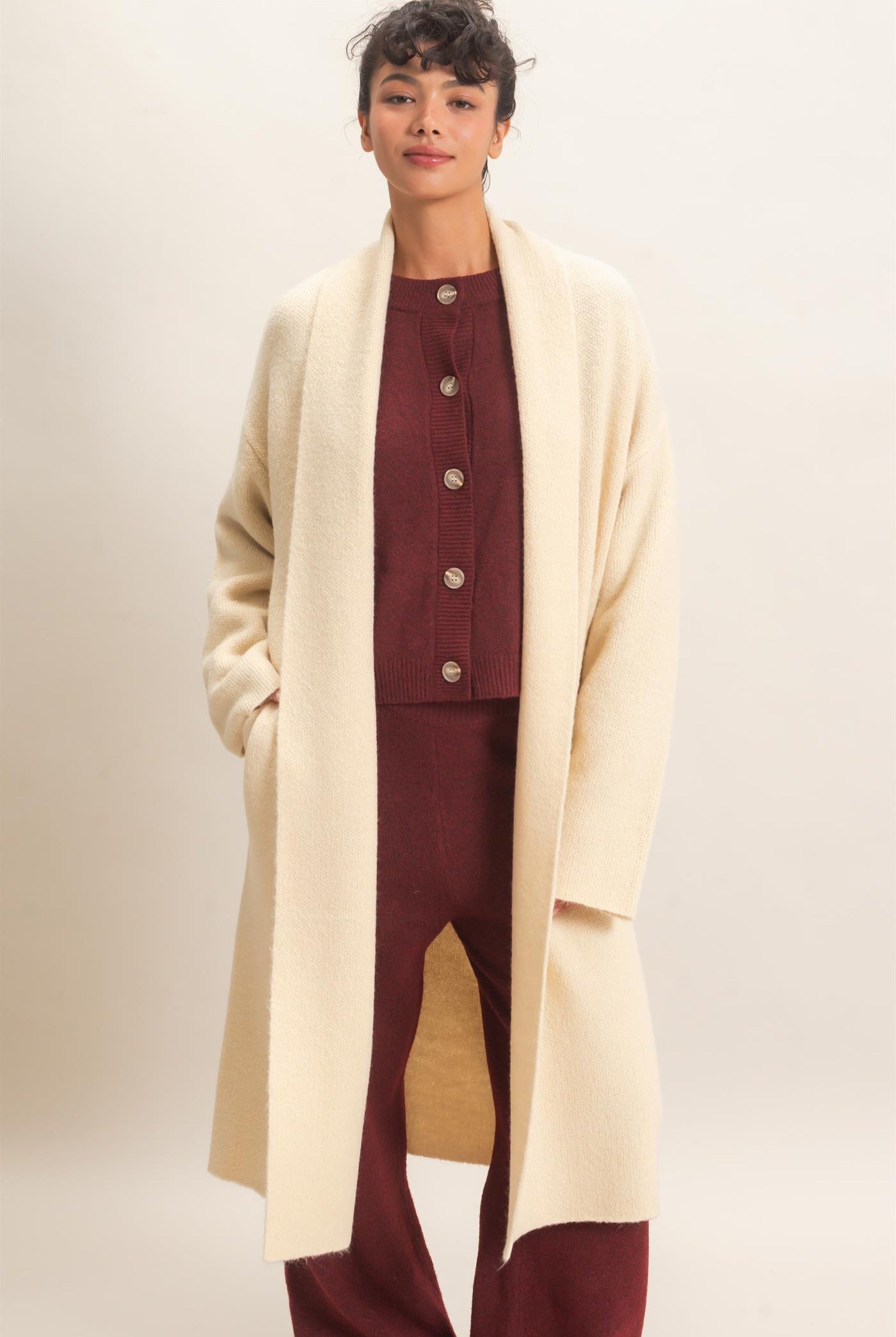 Wholesale Duster Cardigan Sweaters DZ26E267 ALPACA DOUBLE ZERO